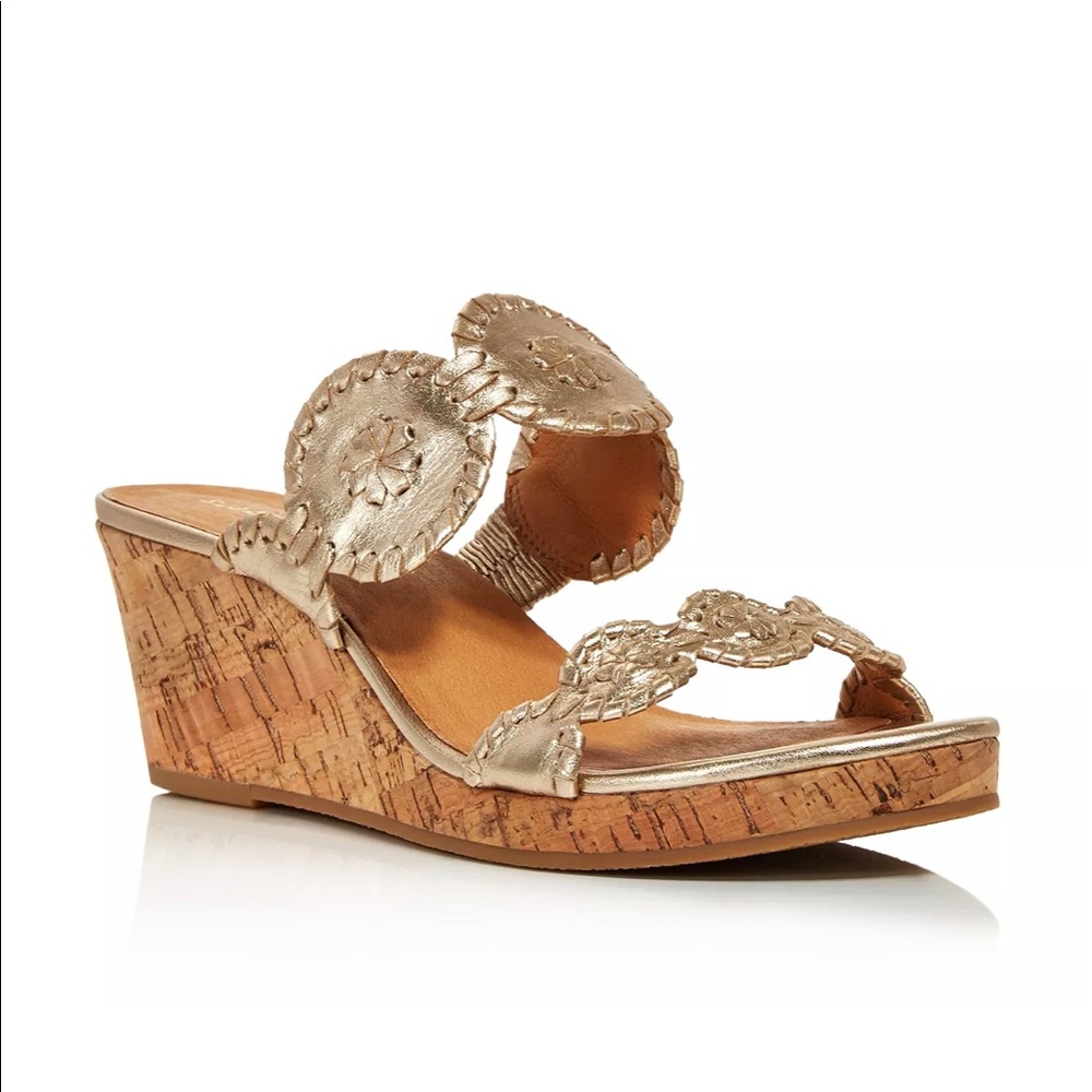 Jack Rogers Lauren Mid Wedge Sandals (Metallic). Size 9M